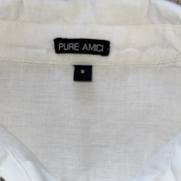 Pure Amici Classic White Linen Long Tunic Button Up Shirt Rounded Hem Sz S - Picture 10 of 16
